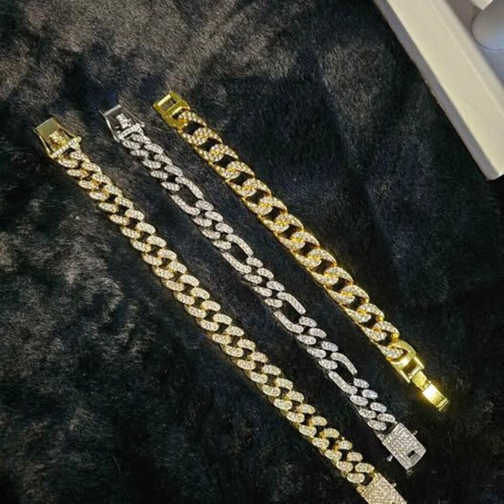 Plated Men's CZ fashion bracelets. Priced as each